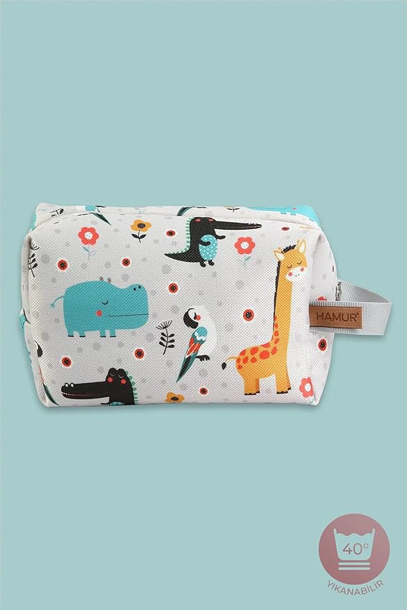 HAMUR HOME Reusable Wet Dry Bag – Water-Repellent Travel Organizer with Protective Inner Lining for Baby Diapers, Swimwear, Gym Clothes, or Toiletries, Animal Wet Dry Bag
