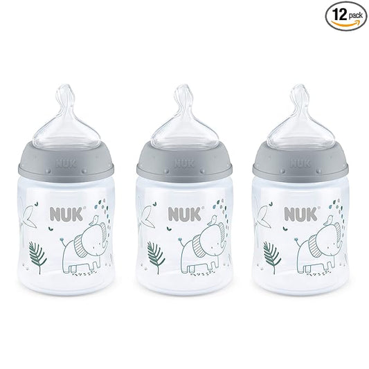 NUK Smooth Flow Anti Colic Baby Bottle, Elephant, 5 Ounce (3 Count)(Pack of 12)