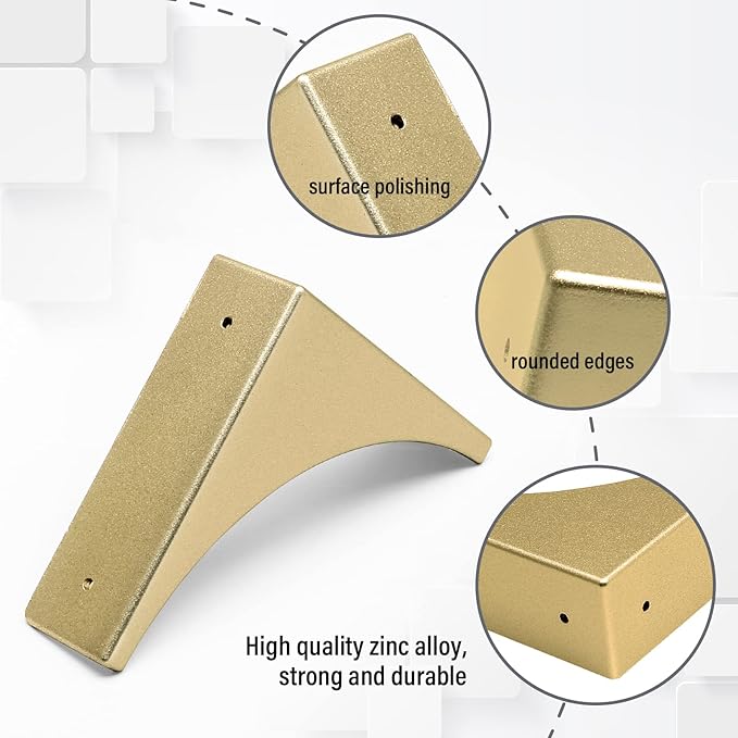 BokWin Gold Box Corner Protector Metal,4 Pcs 2.56 Inch Decorative Corner Brackets with Screws,Edge Guard for Box Furniture Table Shelf Cabinet