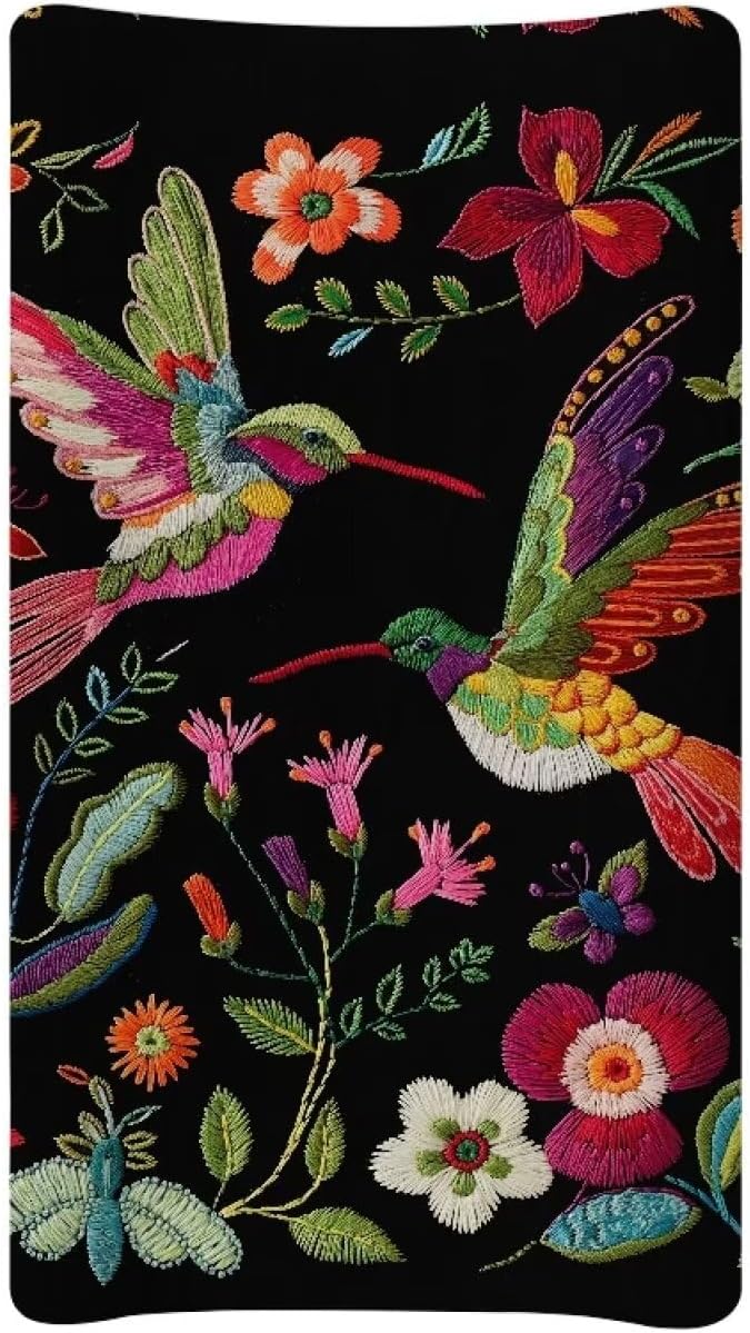 Embroidered Bird Changing Table Covers Breathable Baby Diaper Change Table Covers Soft Contoured Pad for Newborn Baby Boys Girls Machine Washable