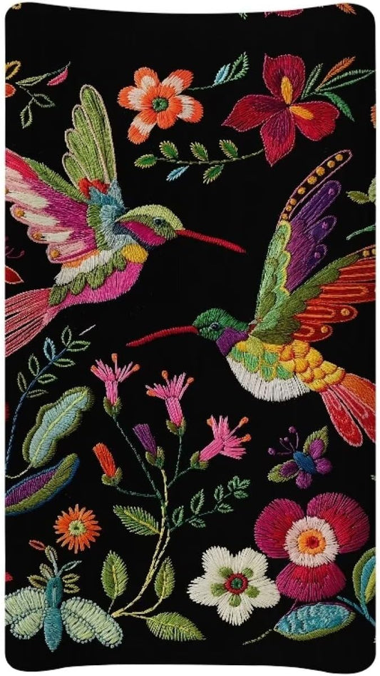 Embroidered Bird Changing Table Covers Breathable Baby Diaper Change Table Covers Soft Contoured Pad for Newborn Baby Boys Girls Machine Washable