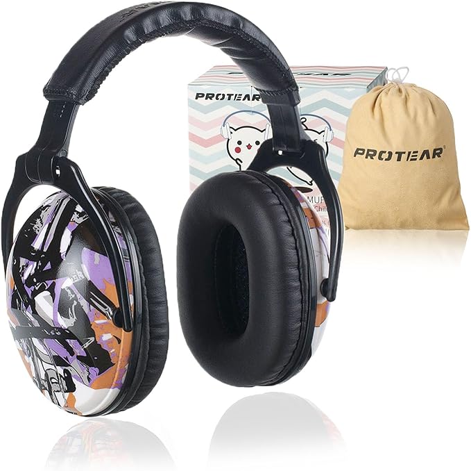 Kids Hearing Protection,25dB NRR Noise Reduction,Sound Proof for Kids,Toddler,Safety Earmuffs for Concert,Airplane,Autism,Monster Jam,Travel,School- Purple Graffiti