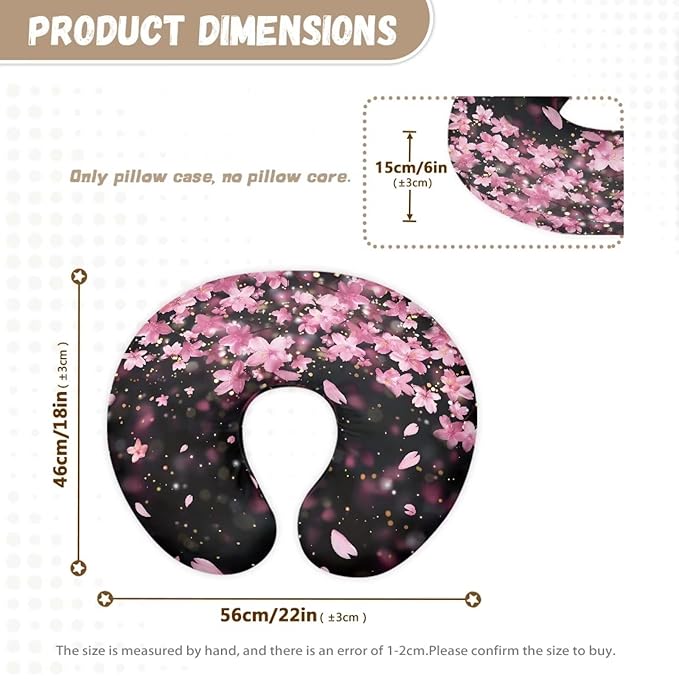 Cherry Blossoms Nursing Pillow Cover with Hidden Zipper Soft Durable Elastic Fabric Breastfeeding and Bottle Feeding Support Pillow Slipcover for Home Decorations