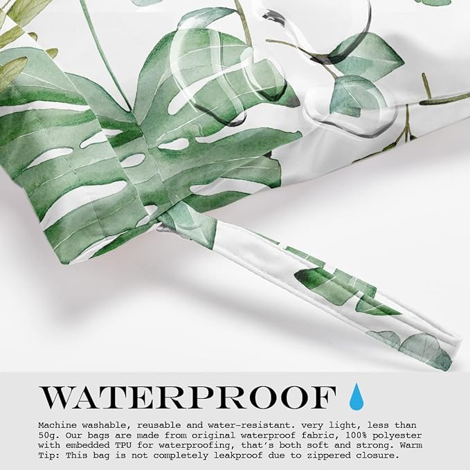 Wet Bag, Wet Dry Bag, Wet Bag for Swimsuit, Travel, Beach, Pool, Diapers, Dirty Yoga Gym Clothes, Makeup Bag, Waterproof Reusable Home Sweet Home Eucalyptus Leaf