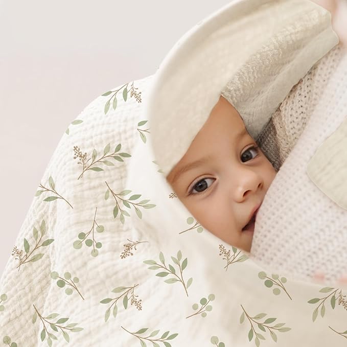 2 Pack Muslin Nursing Cover for Breastfeeding, Soft & Breathable 100% Cotton Breastfeeding Cover up