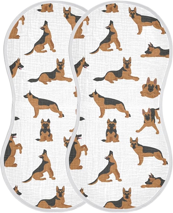 vvfelixl Baby Burp Cloths German Shepherd Dogs Baby Newborn Cotton Burping Cloths Set Baby Washcloths 4 Pack White