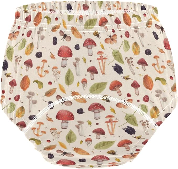 Little Boys Potty Training Underwear Pants Soft Cotton Training Pants for Toddler Boys 4T Mushrooms Berries and Insects