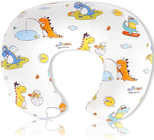 Nursing Pillow Cover, Compatible with Boppy Nursing Pillow Original Size, Breastfeeding Pillow Slipcover for Baby Boys & Girls, Organic Cotton, Machine Washable & Breathable (Dinosaurs)