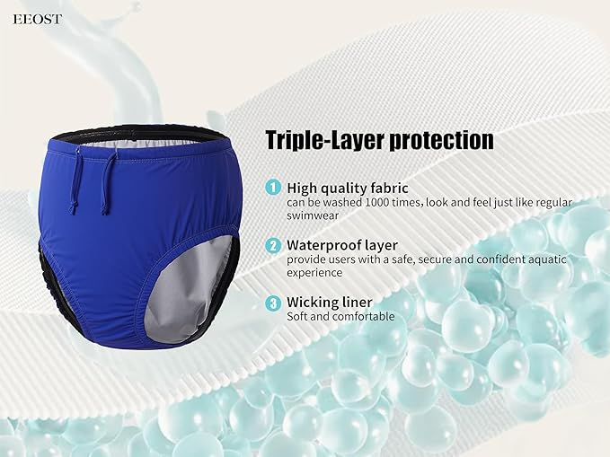 Youth Special Needs Reusable Swim Diapers Swimwear for Incontinence Cloth Diaper Covers Waterproof,Leakproof, Unisex (5-8T, Blue)