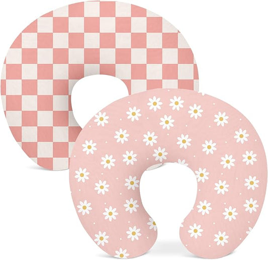 Nursing Pillow Covers 2 Pack, Breastfeeding Pillow Slipcovers Soft and Stretchy, Nursing Covers for Baby Girls Boys Newborn