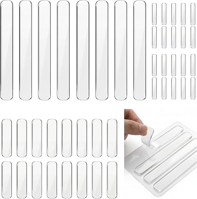 44Pcs Clear Cabinet Door Bumpers, Adhesive Silicone Noise Reducing Pads Anti Collision Pad, Removable Scratch Resistant Surface Protection for Doors Walls Furniture (3 Sizes)