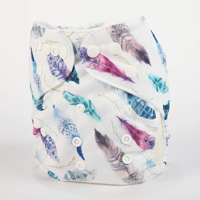 Baby Pocket Diaper Nappy Reusable Washable 8lbs to 36lbs (Feather Breeze)