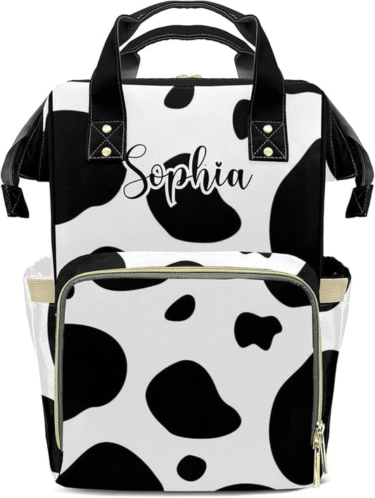 Cow Sports Pattern Diaper Bag Backpack Multifunction Bags with Changing Pad Unisex Stylish Travel Back Pack Nappy Custom Bag for Moms Dads