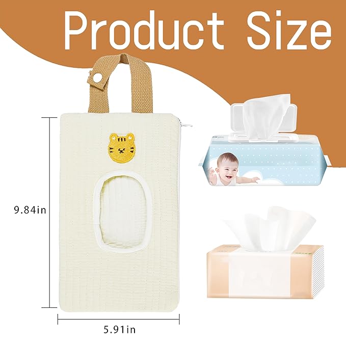 Quilted Baby Wipe Holder Floral Diaper Pouch Portable Quilted Wipes Bag for Car, Stroller