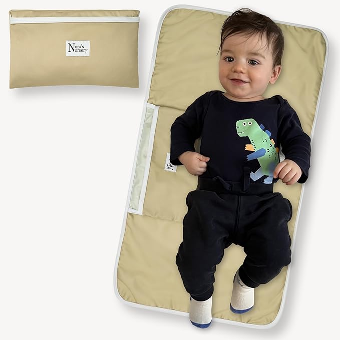 Nora’s Nursery Portable Baby Diaper Changing Pad - Waterproof Foldable Changing Mat for On-The-Go Diaper Changes - Travel Friendly, Easy Clean, Soft & Durable for Infants and Toddlers - Latte