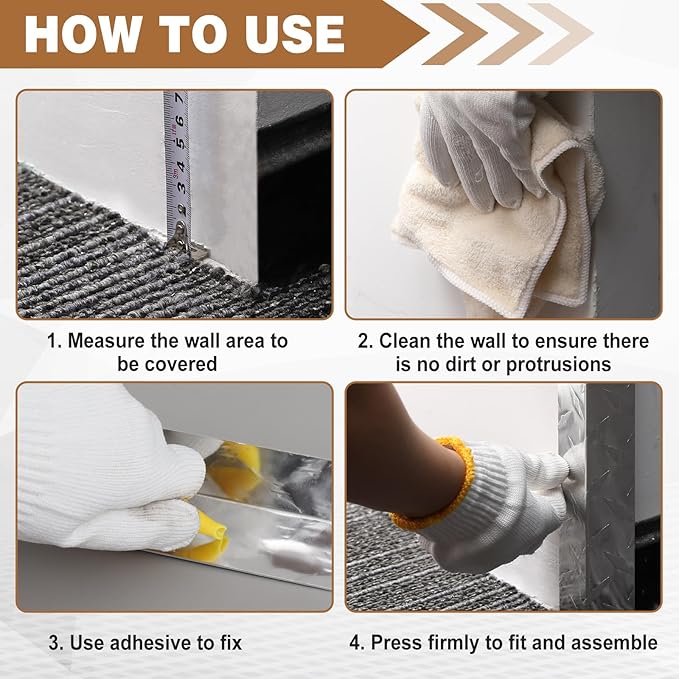 Gisafai 4 Pcs Aluminum Stair Nosing 1.5"x 1.5"x 48" Diamond Plate Non Slip Window Sill Nosing Plate Metal Staircase Ledge Guard Stair Edge Protector for Wall Edge Corner Guard Angle Silver