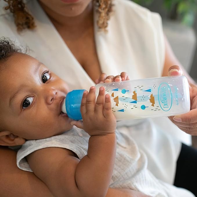 Dr. Brown's Natural Flow Anti-Colic Options+ Narrow Baby Bottles 8oz/250 mL, Level 1 Slow Flow Nipple, 4 Pack, 0m+, with Reusable Sponge Cleaning Brush, Blue 1-Pack & Fragrance-Free Dish Soap, 16oz