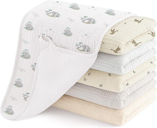 Susurration Muslin Burp Cloths, Soft Baby Burping Cloths for Unisex Boys and Girls, Newborn Essentials Large Extra Absorbent Washcloths, 20x10in, 6 Pack