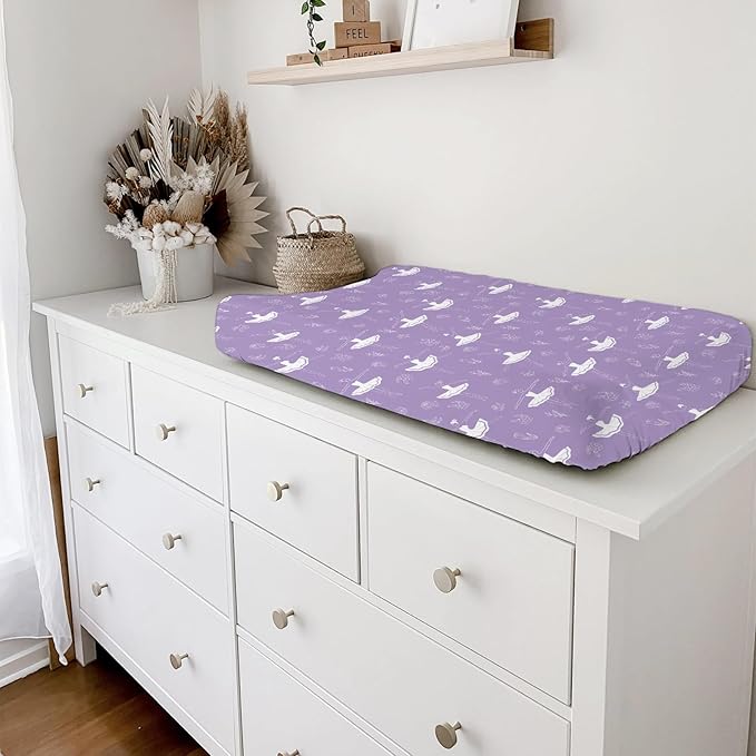 Pink Ballet Baby Changing Table Pad Covers for Girls 32''x16'' Ballerinas Dancing Fitted Diaper Change Table Sheets Dancer Ballet Girls Sports Soft Breathable Nursery Baby Changing Table Mats Purple