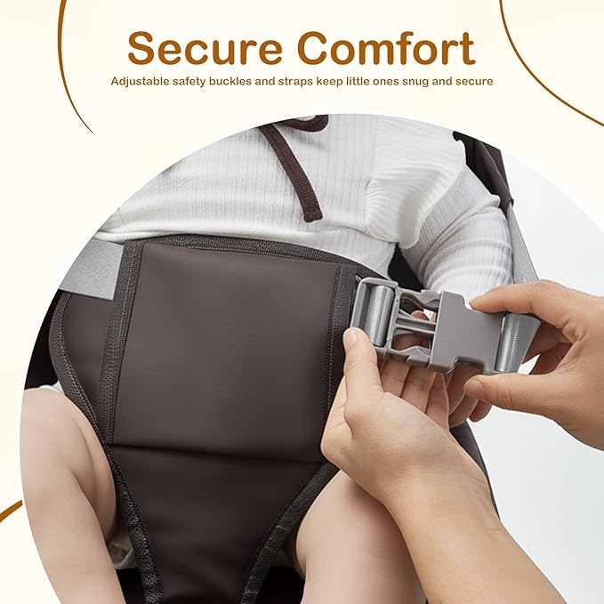 Booster Seat for Kitchen Chair, Toddler Kids Booster Seats for Dining Table with Backrest and Adjustable Strap, Portable PU Waterproof Travel Baby Boy Girl Booster Increasing Cushion (Khaki, OneSize)
