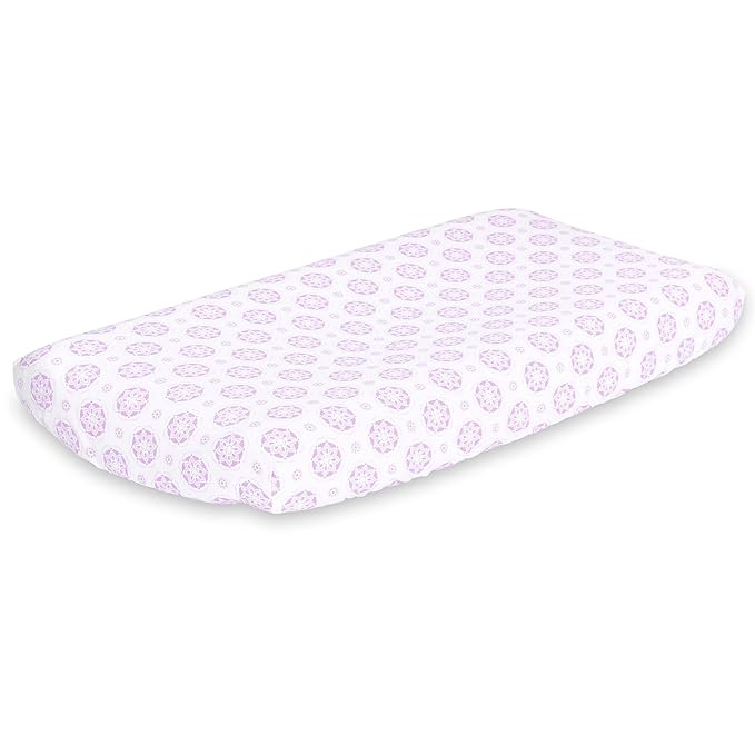 The Peanutshell Lilac Medallion Changing Pad Cover