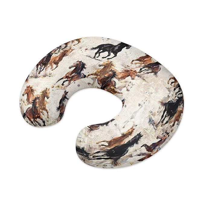 Jeiento Brown Horse Breastfeeding Pillow Covers Soft Comfort Breastfeeding Nursing Pillow Case Stretchy Removable Slipcover for Newborn Boys Girls,Bottle Feeding,Cover Only