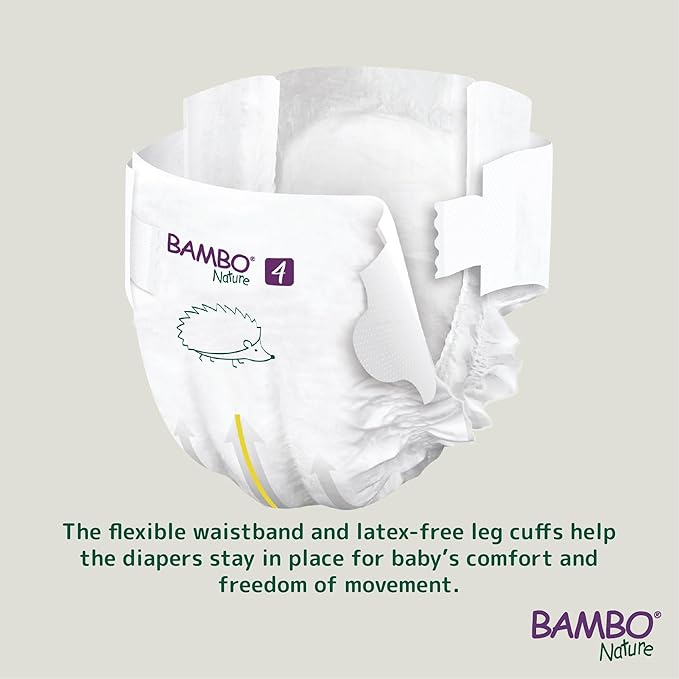 Bambo Nature Hypoallergenic Baby Diapers, Eco-Labeled Diapers, Enhanced Leakage Protection, Totally Chlorine-Free, Skin Friendly, and Super Absorbent - Size 4 (48 Count)