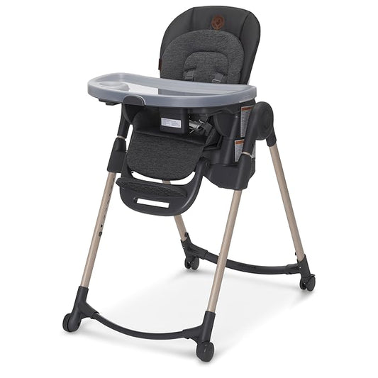 Maxi-Cosi Minla 6-in-1 High Chair for Babies & Toddlers, Portable Foldable Highchair, EcoCare Fabric, 9 Heights, 5 Reclines, 4 Tray Positions, Classic Graphite