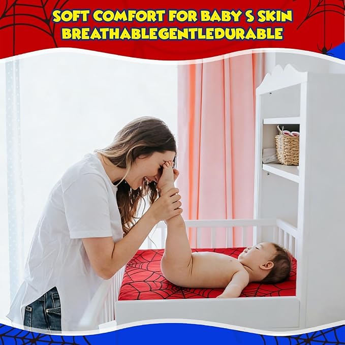 3 Pack Spider Theme Changing Pad Cover, Fitted Baby Changing Table Sheets for 32''×16'' Change Table Pad, Spider Web Pattern Breathable Baby Nursery Diaper Change Pad Sheets