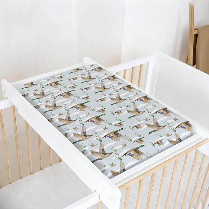 Changing Pad Cover for Baby Girls Boys, 32"/34" x 16" Safe Snug Diaper Change Table Pad Covers, Soft Stretchy Changing Pad Sheets Duck Hunting Mallard Hunter Theme Nursery Decor