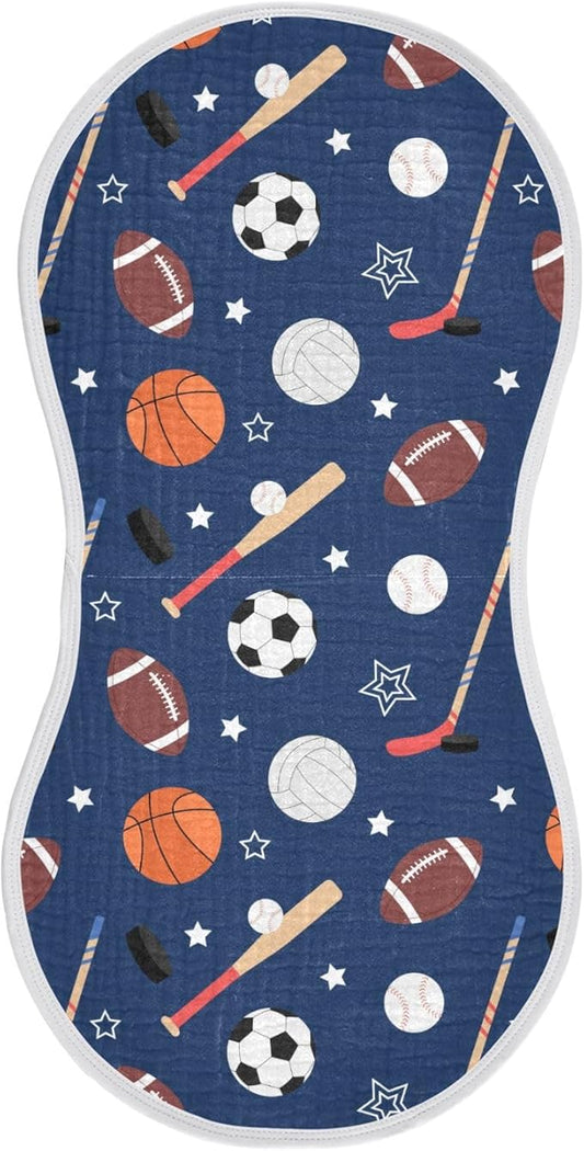 vvfelixl Team Sports Burp Cloths for Baby Boy Girls Baby Washcloths Burp Rags 1 Pack