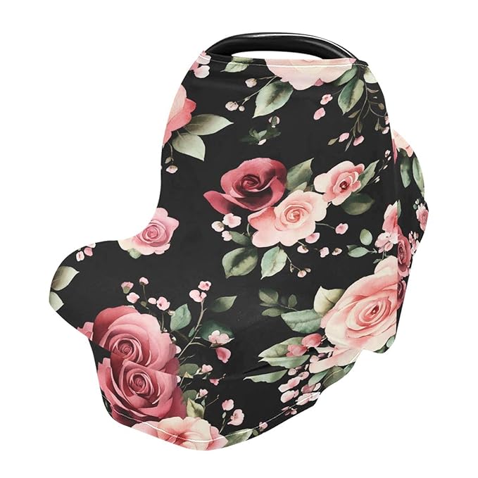 Nursing Cover Watercolor Flower Breastfeeding Soft Carseat Canopy Multi Use for Baby Car Seat Covers Canopy Shopping Cart Cover Scarf Light Blanket Stroller Cover