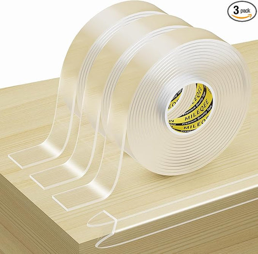 3Pack Clear Edge Protector Strip, 0.8in x 9.84FT(29.52FT Total), Sharp Edge Wrap Cover Tape, Self Adhesive Protective Bumper Guards for Cabinet Door Desk Glass Table Furniture, Kitchen Countertop