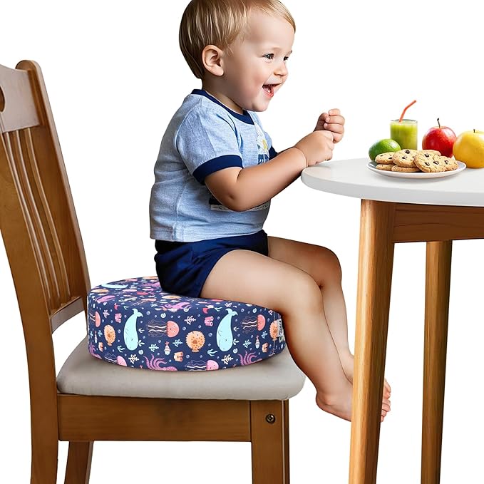Zicac Portable Seat Cushion Washable with Non-Slip Bottom, Detachable Strong Support Cushion for Toddler Kids Baby Infant (Purple Octopus)