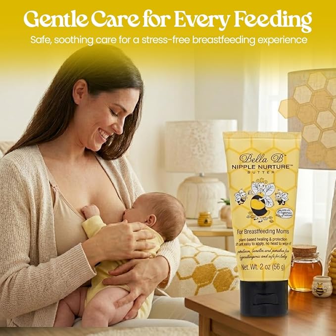 Bella B Nurturing oz - Organic Nipple Cream For Breastfeeding - Natural Nipple Cream For Breastfeeding Organic, Nipple Butter, Fragrance Free, 2 Ounce