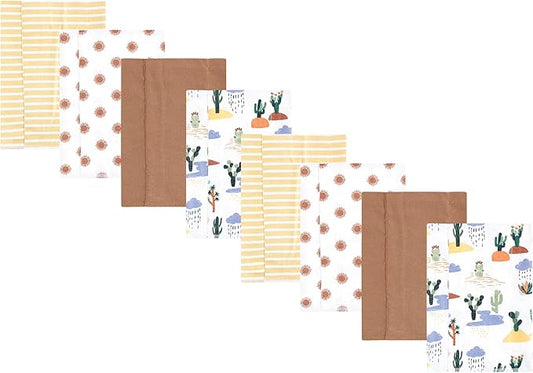 Hudson Baby Cotton Poly Flannel Burp Cloths Multipack, Fun Desert 8-Pack, One Size