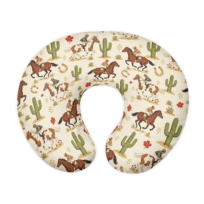 Jeiento Horse Race Nursing Pillow Cover Stretchy Removable Case for Breastfeeding Pillows Soft Comfortable Slipcover for U-Shaped Pillows