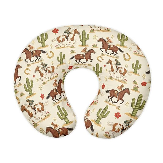 Jeiento Horse Race Nursing Pillow Cover Stretchy Removable Case for Breastfeeding Pillows Soft Comfortable Slipcover for U-Shaped Pillows