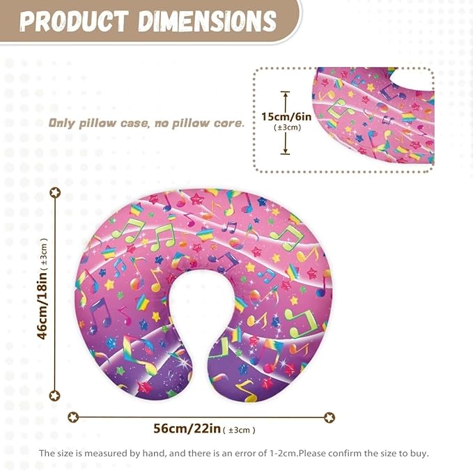 Colorful Music Note Nursing Pillow Cover for U-Shaped Feeding Pillow Soft Nursing Pillow Case Hidden Zipper Design Skin-Friendly
