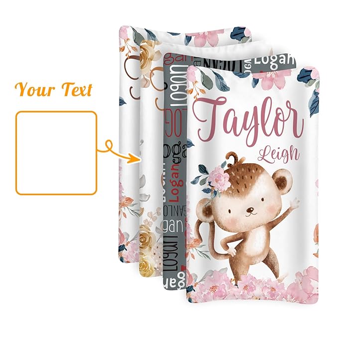 Custom Changing Pad Cover Set - Jersey Knit Comfy CozyUltra Soft Unisex Diaper Changing Table Covers with Personalized Name for Baby Boys Girls - Waterproof Ultra Soft 4 Pcs Set Style14