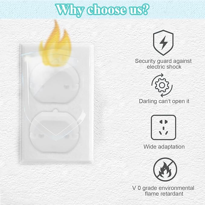 Fielect Outlet Plugs Covers Childproof EU Plug Protectors Electric Socket Cover Electrical Protector 2-Hole White 30Pcs