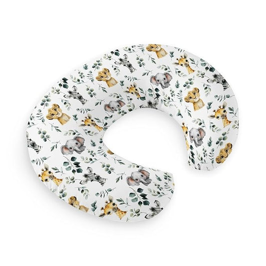 HawSkgFub African Safari Animal Eucalyptus Leaf Nursing Pillow Cover for Baby Boys, Jungle Elephant Giraffe Zebra Lion Breastfeeding Pillow Slipcover, Nursing Pillowcase for Newborn Infant, Cover Only