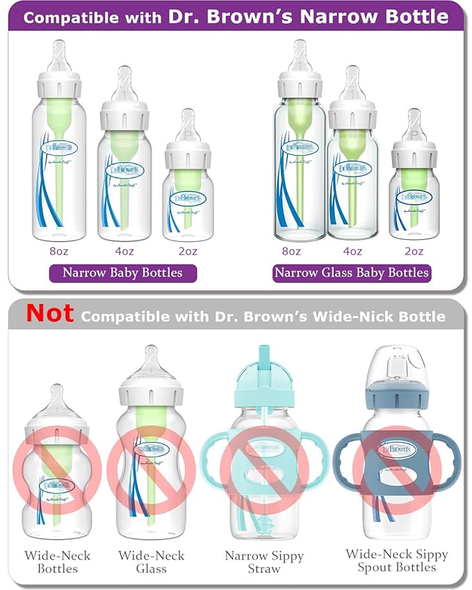 Silicone Nipple for Dr. Brown's Level 4 Narrow Baby Bottle & Glass Bottles, Fast Flow, 6m+, 6 Count