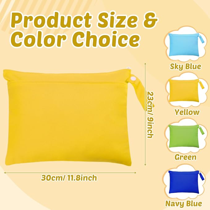Shappy 4 Pieces Wet Dry Bag for Baby Cloth Diapers Wet Diaper Bag Washable Travel Bags Reusable with 2 Pockets for Pool Yoga Gym Travel Beach Swimwear Clothes(Blue & Green)