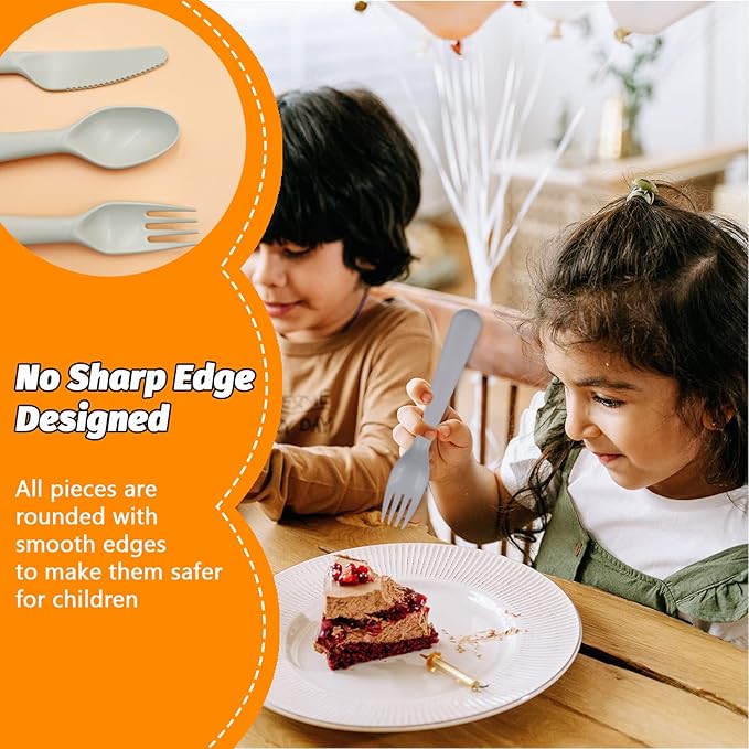 18Pcs Plastic Toddler Utensils Set Kids Spoons Forks Knife Colored Baby Flatware Set Silverware Set Reusable Utensils BPA FREE Dishwasher Safe Cutlery