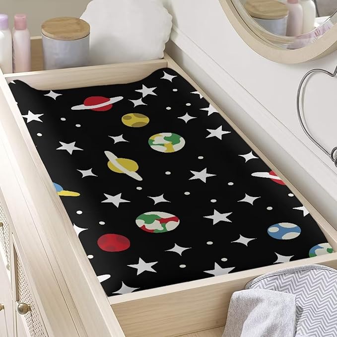 Galaxy Changing Table Cover for Baby Washable Breathable Changing Pad Cover Comfy Waterproof Nursery Pad Change Cover Easy to Clean