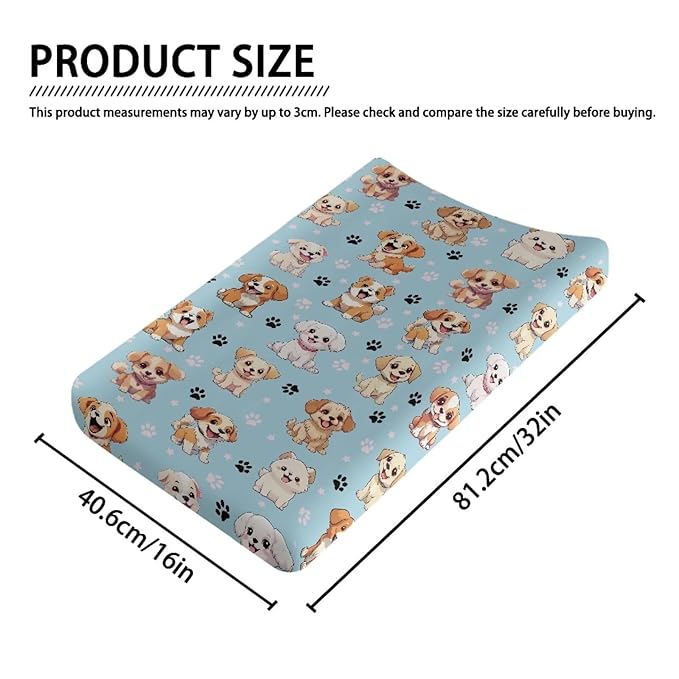 ZDCUSTOM Dog Pattern Changing Pad Cover Soft Breathable Diaper Changing Table Pad Cover Cradle Mattress Sheets Stretchy Fabric Washable Diaper Change Sheet Crib Mat