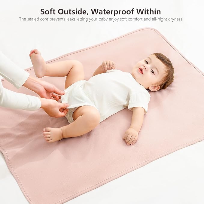 Susurration Baby Changing Pad Travel Changing Pad 2 Pack, 35 * 29.5 inch Portable Diaper Changing Pad Travel, Waterproof Changing Mat Diaper Bag Essentials - Pink&Flower