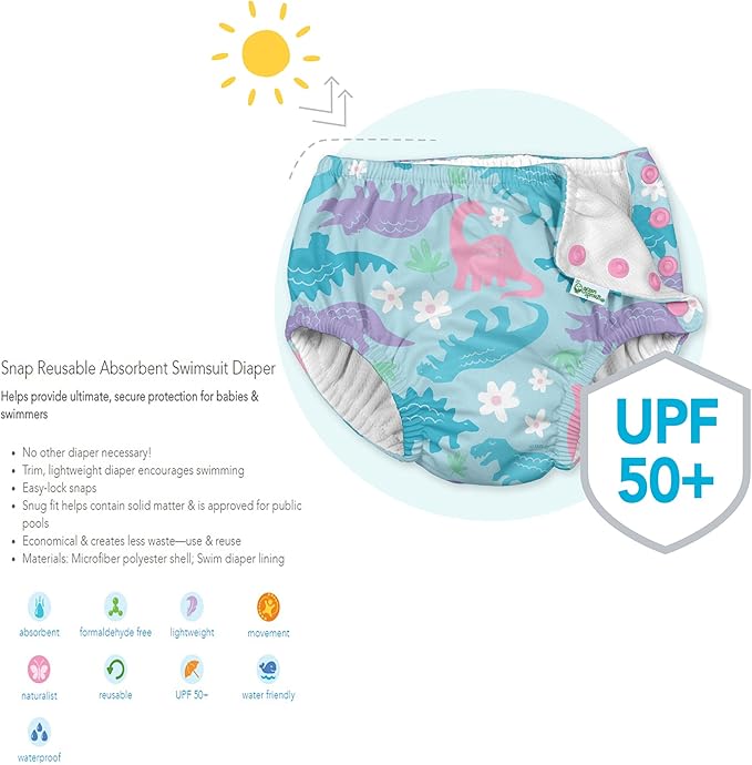 i Play (2 Pack) Girls Reusable Absorbent Baby Swim Diapers - Swimming Suit Bottom | No Other Diaper Necessary Light Pink and Hot Pink 6 Months