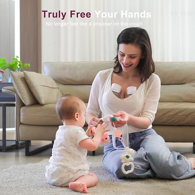 Wearable Breast Pump S12, Electric DoublePump Hands-Free Breastfeeding Pump, 9 Adjustable Suction Levels, Portable Low Noise Hospital-Grade Breast Pump with Carrying Bag, 24mm, 2 Pack (white)